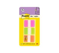 Post-it Tabs, solido, 12 linguette per colore, 36 linguette per dispenser 25,4 x 38 mm Vert, Orange, Rose