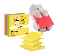 Post-it Z-Notes - confezione da 6 Blocchi ricarica 76x76 mm + Dispenser Gatto con 1 Blocco Rosa 90 Fogli - Note Adesive per Ufficio, Casa, Organizzazione, Una Sola Mano