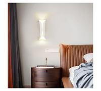 Post-Modern Black Or White LED Wall Lamp Nordic Dining Room Bedside Bedroom Simple Wall Lighting Corridor Designer Sconces E27 (Color : D13.5 x H34cm-Black Size : Warm White) (D13.5 X H34cm white)
