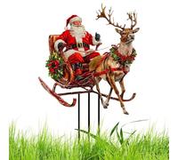 Posta Di Giardini Delle Renne Di Natale | Segno Di Cantiere Acrilico Impermeabile 30x20 Cm | 2d Babbo Natale Slitta Con Renne | Decorazione Per Le Vacanze All'aperto Per Giardini, Prato E Percorsi, Fa