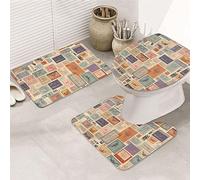 Postal Stationery Print Set Di Tappeti Da Bagno 3 Pezzi Resistente Tappeto Con Profilo A U Lavabile Zerbino Per Doccia Toeletta La Casa