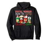 Postal Worker Runs On Coffee And Christmas Cheer Funny Gnomo Felpa con Cappuccio