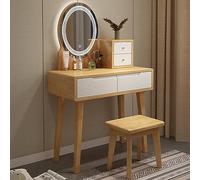 Postazione Trucco con Luci e Sgabello, Toeletta Trucco Legno con Cassetti, Consolle Trucco Donna per Camera da Letto per Ragazze, Piccola Impronta (Color : C, Size : L-80cm)