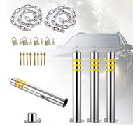 Poste de seguridad, barrera para estacionamiento con cadenas, bolardo de acero inoxidable de alta resistencia para entradas de vehículos, ideal para almacenes, garajes, puertas y taludes. Altura: 60
