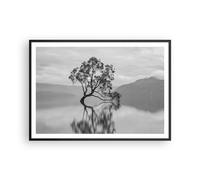 Poster 100x70cm Albero Simmetria Lago Stampe Immagini Quadri Moderni Murale