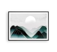 Poster 100x70cm Astrazione Montagne Pezzo Stampe Immagini Quadri Moderni Murale