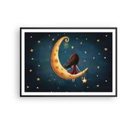 Poster 100x70cm Bambini ragazza luna Stampe Immagini Quadri Moderni Murale