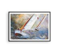 Poster 100x70cm Barca a vela immagine regata Stampe Immagini Quadri Moderni
