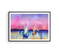 Poster 100x70cm barca a vela lago Stampe Immagini Quadri Moderni Murale