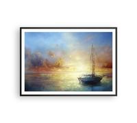 Poster 100x70cm Barca a vela Ovest Il Sole Stampe Immagini Quadri Moderni Murale