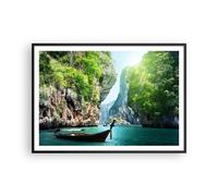 Poster 100x70cm Barca scogliere natura rocce Stampe Immagini Quadri Moderni