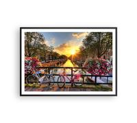 Poster 100x70cm Biciclette Canale Amsterdam l'architettura Stampe Quadri Moderni