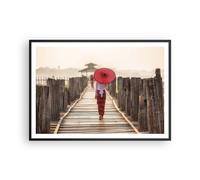 Poster 100x70cm Birmania ombrellone ponte Stampe Immagini Quadri Moderni Murale
