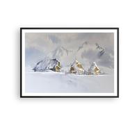 Poster 100x70cm Casa montagne neve Stampe Immagini Quadri Moderni Murale