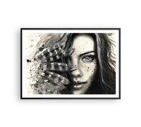 Poster 100x70cm Donna piume labbra art. Stampe Immagini Quadri Moderni Murale