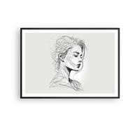 Poster 100x70cm Donna Ritratto Linea Stampe Immagini Quadri Moderni Murale
