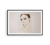 Poster 100x70cm Donna Silenzio Fiore Stampe Immagini Quadri Moderni Murale