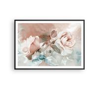 Poster da Parete Cornice Nera 100x70cm Fiori Romantico Rose Decorativi Stampa da Parete Decorazione Murale Wall Art Quadri Moderni Soggiorno Camera da Letto Cucina Grafica Immagini - P2BAA100x70-5505