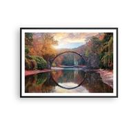 Poster 100x70cm Giardino rododendri ponte Stampe Immagini Quadri Moderni Murale