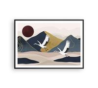 Poster 100x70cm Gru montagne sole Stampe Immagini Quadri Moderni Murale