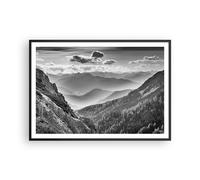 Poster 100x70cm In bianco e nero paesaggio montagne Stampe Quadri Moderni