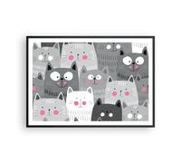 Poster 100x70cm Kittys animali illustrazione Stampe Immagini Quadri Moderni