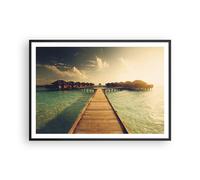 Poster 100x70cm Maldive Cottage Acqua Stampe Immagini Quadri Moderni Murale