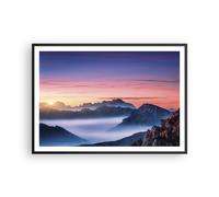 Poster 100x70cm Ovest Il Sole Le Montagne Stampe Immagini Quadri Moderni Murale