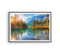 Poster 100x70cm Paesaggio montagne alba Stampe Immagini Quadri Moderni Murale