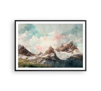 Poster 100x70cm Paesaggio Montagne Pezzo Stampe Immagini Quadri Moderni Murale