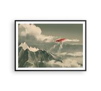 Poster 100x70cm Rosso aereo montagne Stampe Immagini Quadri Moderni Murale