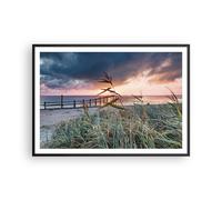 Poster 100x70cm Spiaggia Erba Orizzonte Stampe Immagini Quadri Moderni Murale