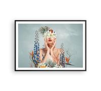 Poster 100x70cm Surreale Donna Fiori Stampe Immagini Quadri Moderni Murale
