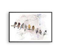 Poster 100x70cm Uccelli Canarie Ramo Stampe Immagini Quadri Moderni Murale