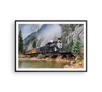 Poster 100x70cm Vecchio locomotiva montagne Stampe Immagini Quadri Moderni