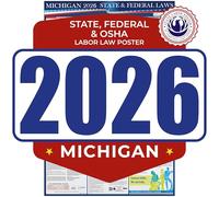 Poster 2024 delle leggi statali del Michigan e del lavoro federale - OSHA Workplace Compliant include aggiornamenti FLSA FMLA ed EEOC - All in One Richiesto Conformità Pubblicazione 61 cm x 91,4 cm