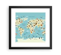 Poster 30x30cm Animali il mondo mappa Stampe Immagini Quadri Moderni Murale