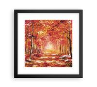 Poster 30x30cm Autunno Foresta Rosso Stampe Immagini Quadri Moderni Murale