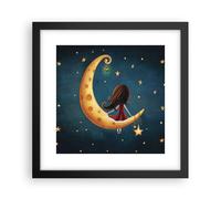 Poster 30x30cm Bambini ragazza luna Stampe Immagini Quadri Moderni Murale