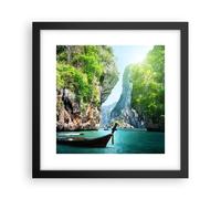 Poster 30x30cm Barca scogliere natura rocce Stampe Immagini Quadri Moderni