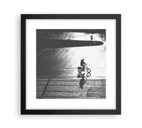 Poster 30x30cm Bianco e nero ciclista solitudine Stampe Immagini Quadri Moderni