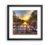 Poster 30x30cm Biciclette Canale Amsterdam l'architettura Stampe Quadri Moderni