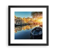 Poster 30x30cm Canale barca Amsterdam acqua Stampe Immagini Quadri Moderni