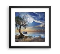 Poster 30x30cm notte luna barca Stampe Immagini Quadri Moderni Murale