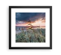 Poster 30x30cm Spiaggia Erba Orizzonte Stampe Immagini Quadri Moderni Murale