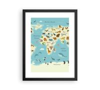 Poster 30x40cm Animali il mondo mappa Stampe Immagini Quadri Moderni Murale