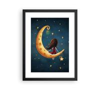 Poster 30x40cm Bambini ragazza luna Stampe Immagini Quadri Moderni Murale
