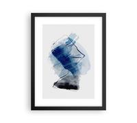 Poster da Parete Blu Nero Astrazione Cornice Nera 30x40cm Decorativi Stampa da Parete Quadri Moderni Soggiorno Camera da Letto Cucina Decorazione Murale Wall Art Grafica Immagini - P2BPA30x40-5058