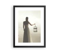 Poster 30x40cm Donna Gabbia Uccello Stampe Immagini Quadri Moderni Murale