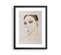 Poster 30x40cm Donna Silenzio Fiore Stampe Immagini Quadri Moderni Murale